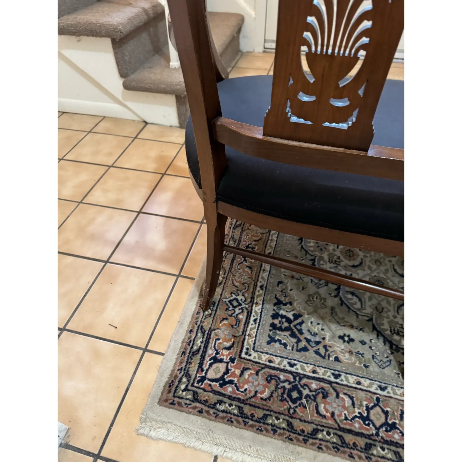 Vintage/Antique Dark Brown Wood Bench - image-6