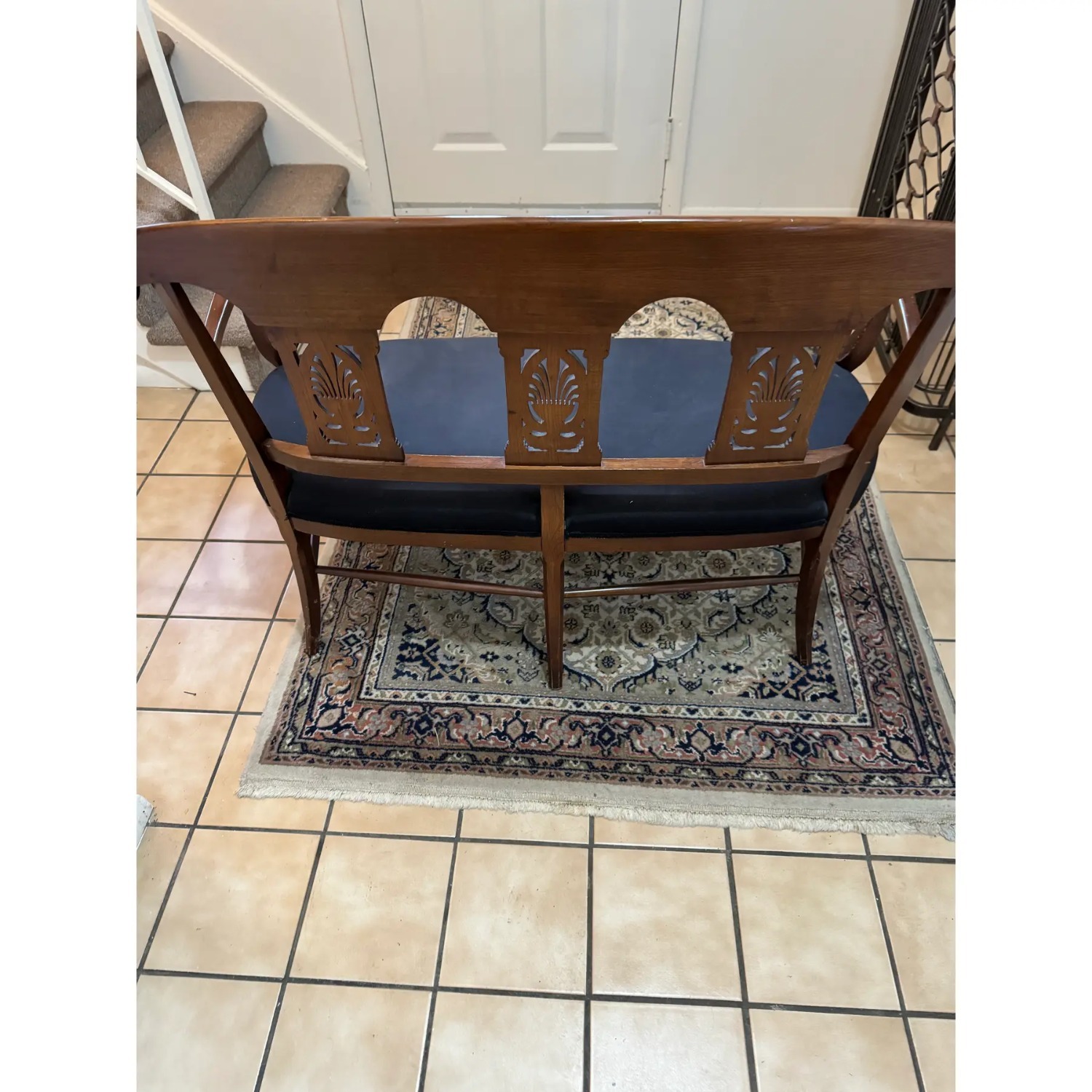 Vintage/Antique Dark Brown Wood Bench - image-10