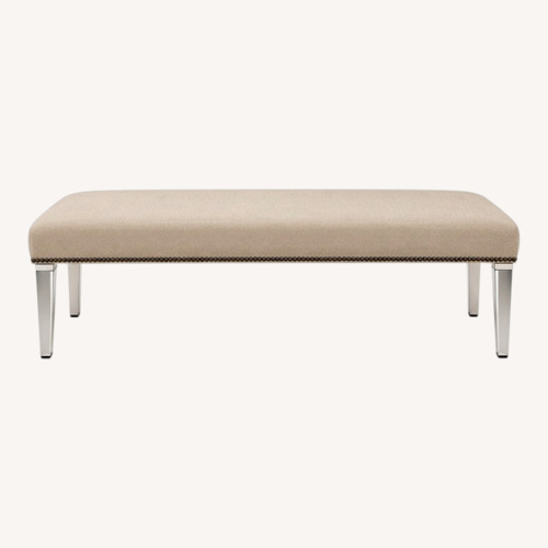 Used Upholstered Bench with Lucite Legs & Nailhead Trim for sale on AptDeco