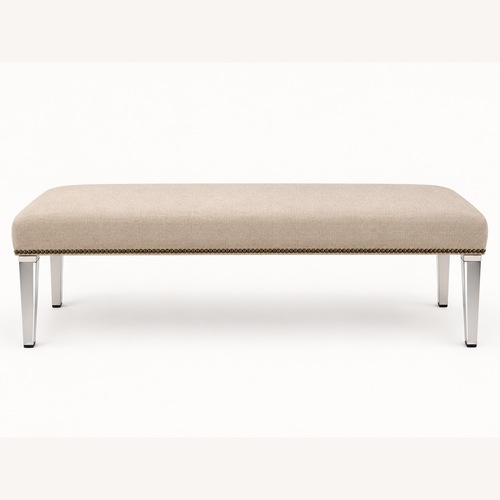 Used Upholstered Bench with Lucite Legs & Nailhead Trim for sale on AptDeco