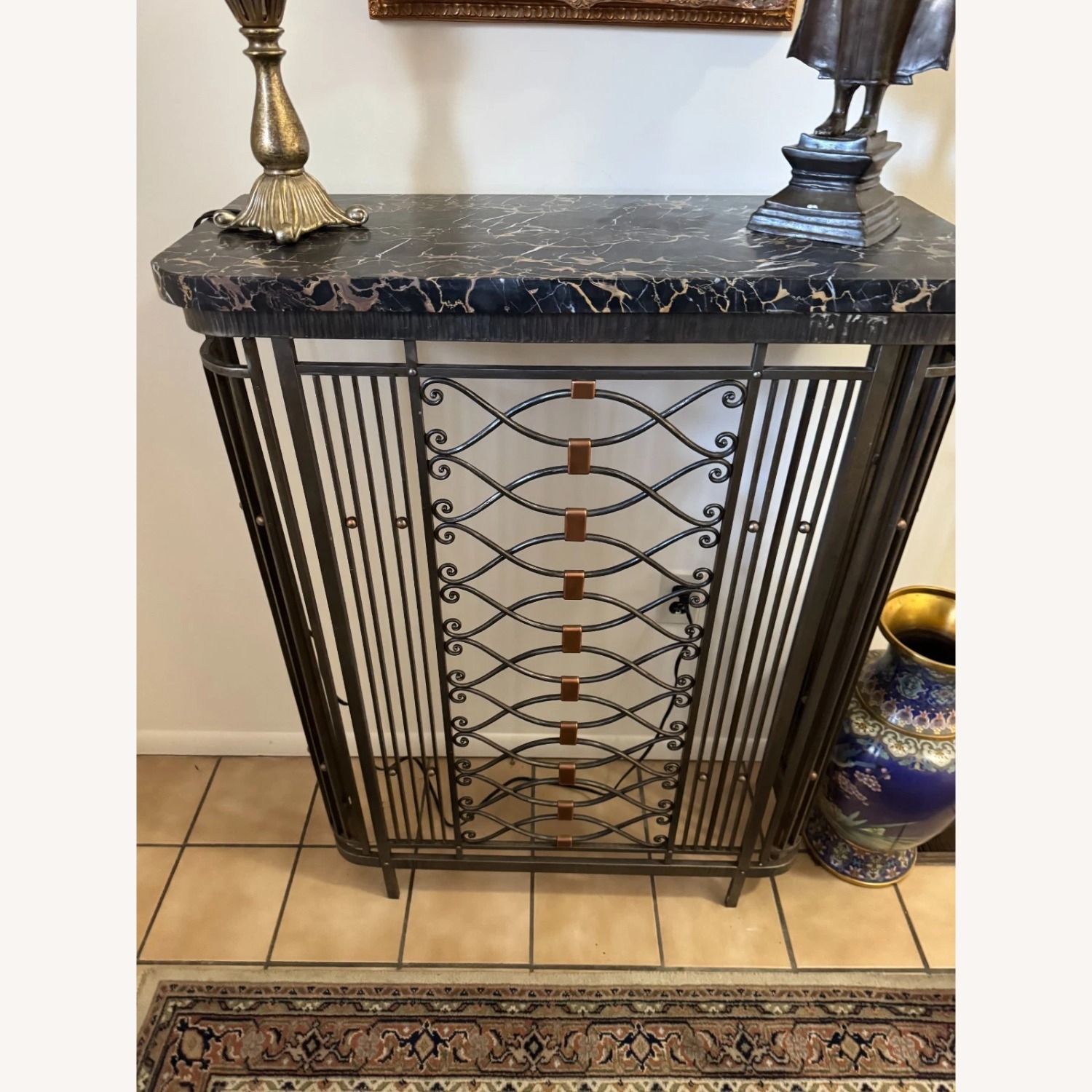 Vintage Metal Radiator Cover Marble Side Table - image-11
