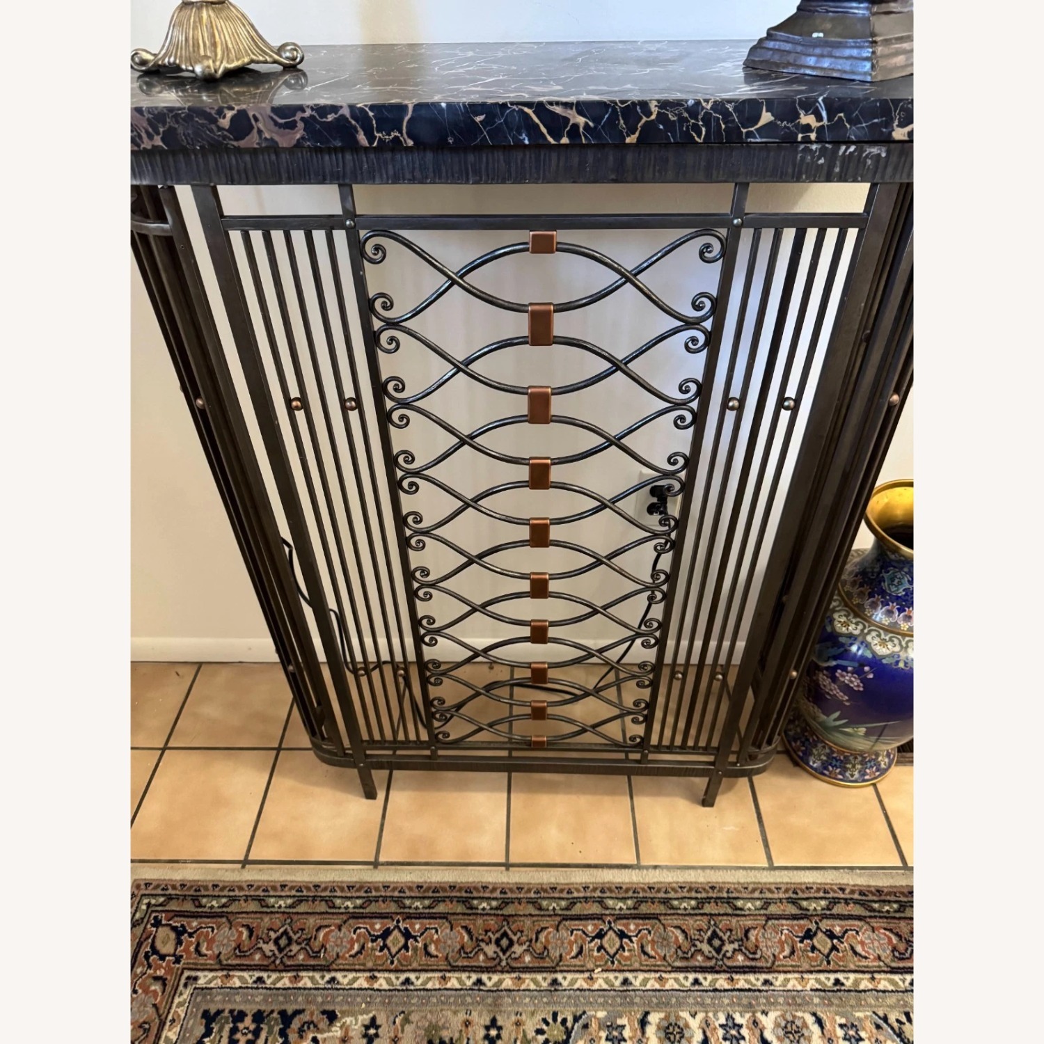 Vintage Metal Radiator Cover Marble Side Table - image-7