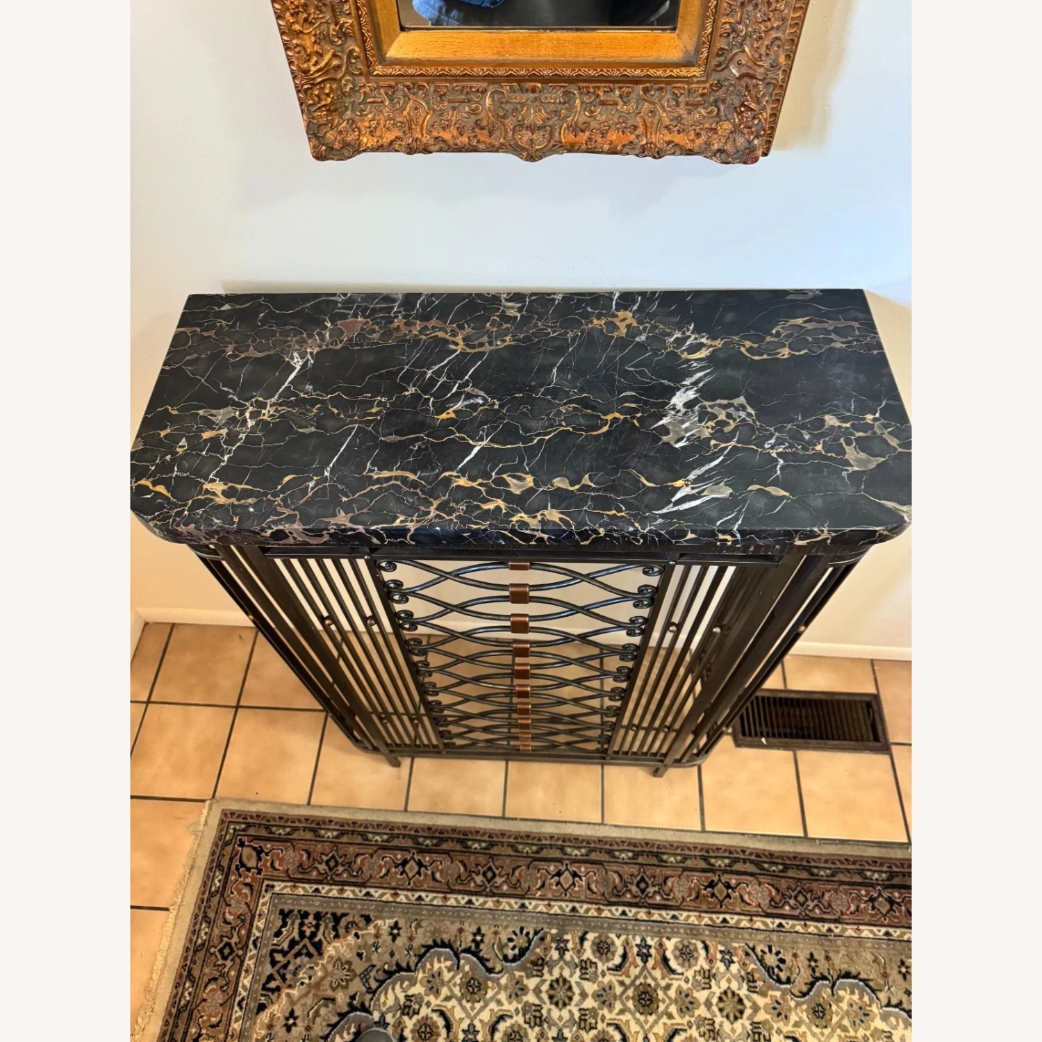 Vintage Metal Radiator Cover Marble Side Table - image-6