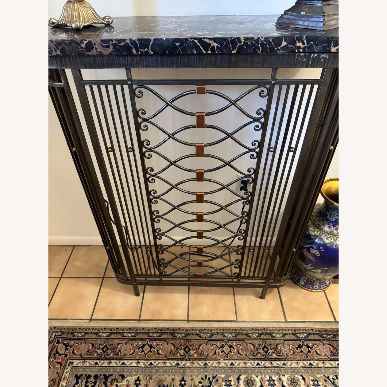 Vintage Metal Radiator Cover Marble Side Table - image-5