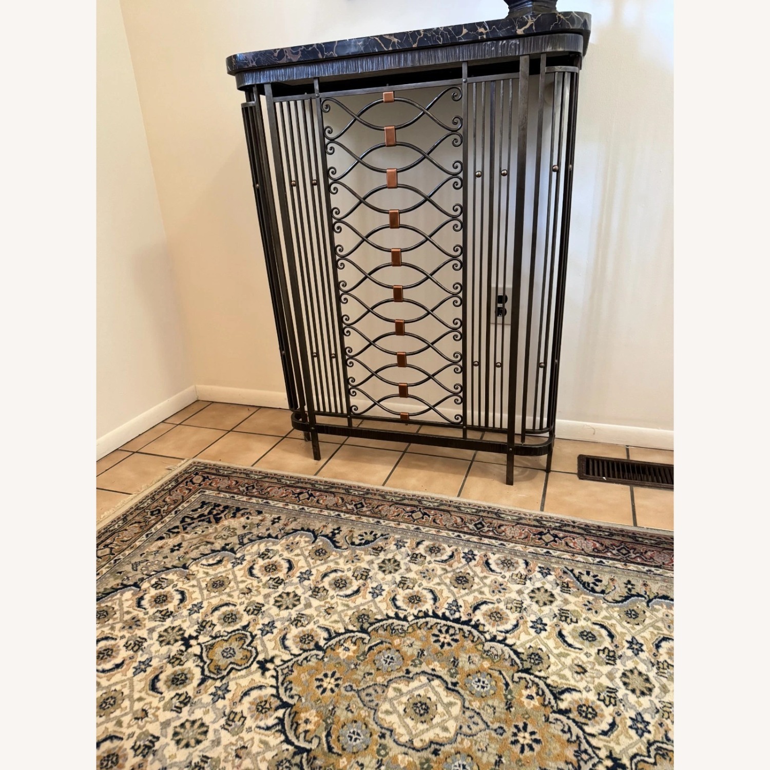 Vintage Metal Radiator Cover Marble Side Table - image-9