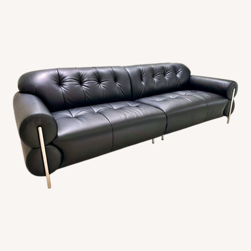 Used Mid-Century Modern Black Leather Sofa for sale on AptDeco