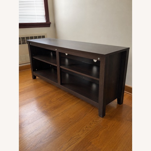 Used Amazon Mainstays Dark Brown Wood Media Storage for sale on AptDeco