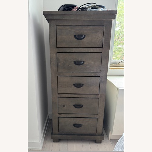 Used Birch Lane Dark Brown Wood Chest Dresser for sale on AptDeco