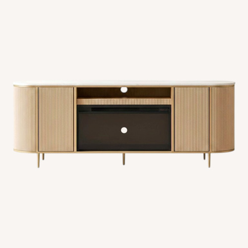 Used 70” Fluted Oak Fireplace Media Console – Like New for sale on AptDeco
