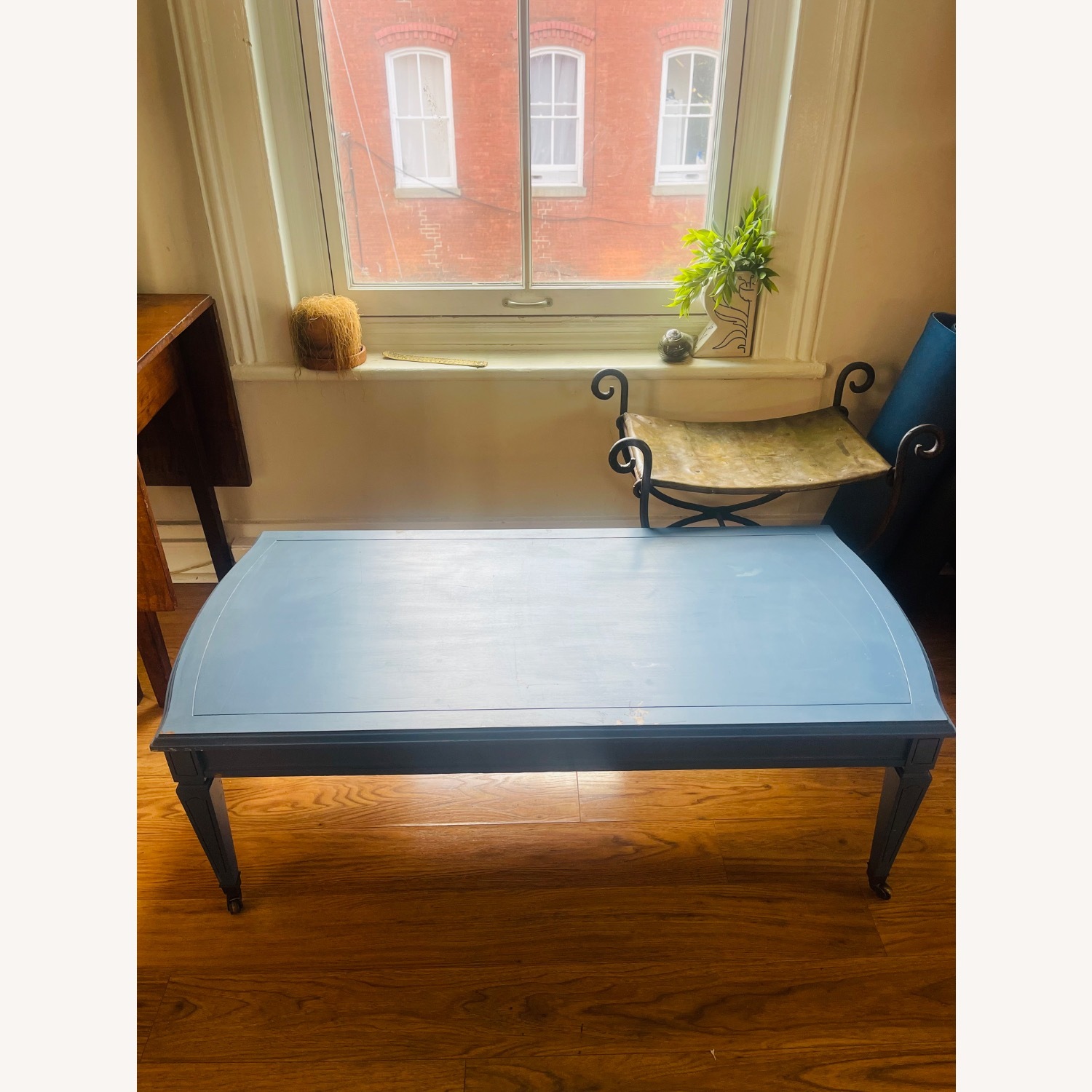 Vintage/Antique Blue Wood Coffee Table - image-3