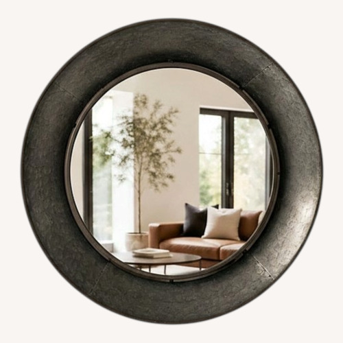 Used Modern Industrial Round Metal Wall Mirror for sale on AptDeco