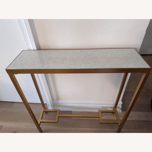Used Metallic Marble Top Console Entryway Table for sale on AptDeco