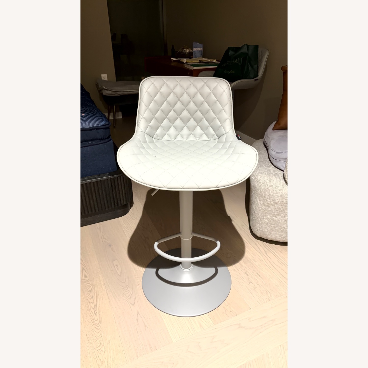 Finnhomy 2 Pieces Light Gray Leather Bar Stool - image-3