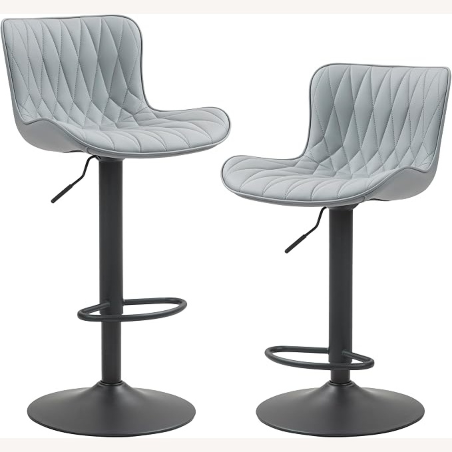 Finnhomy 2 Pieces Light Gray Leather Bar Stool - image-4