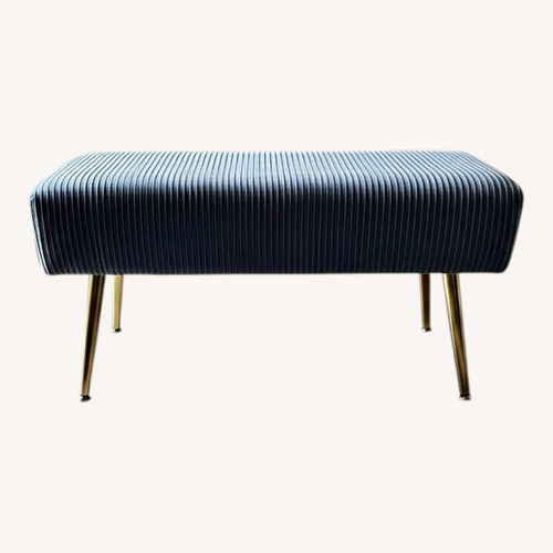 Used Grayish Blue Bench With Brass Feet for sale on AptDeco