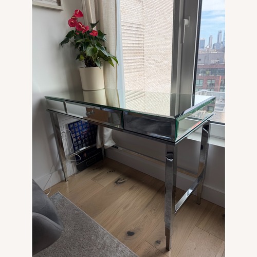 Used Wayfair Transparent Mirrored Glass Desk for sale on AptDeco