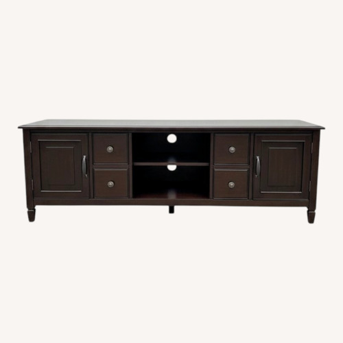 Used Raymour & Flanigan Dark Brown Wood Media Storage for sale on AptDeco