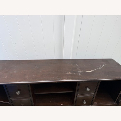 Used Raymour & Flanigan Dark Brown Wood Media Storage for sale on AptDeco