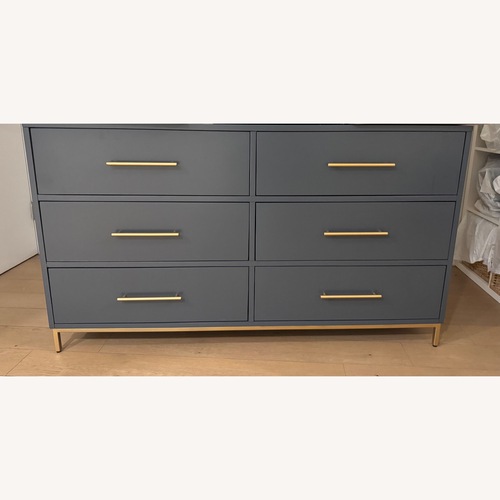 Used AllModern Dark Gray Marino 60" Mahogany Double Dresser for sale on AptDeco