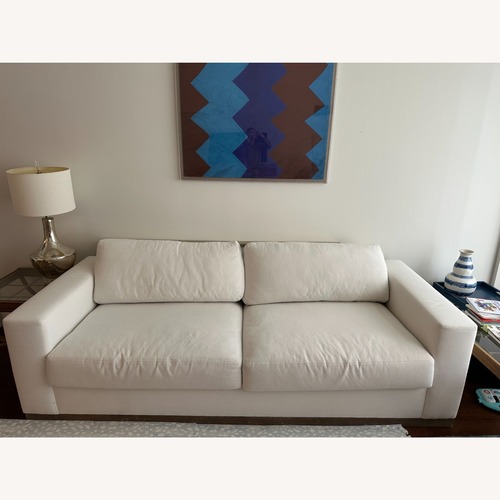 Used Pottery Barn Carmel White Fabric 2 Seater Sofa for sale on AptDeco