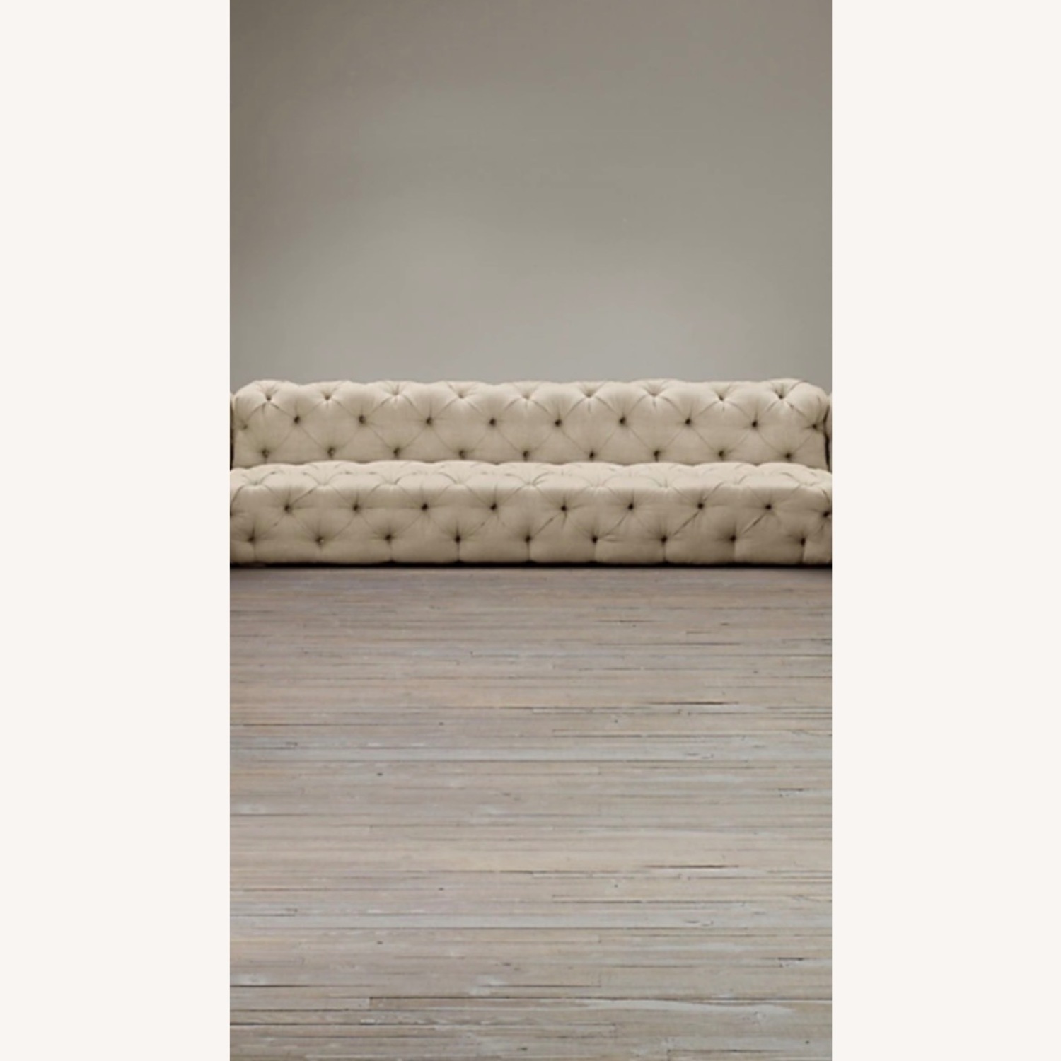 Restoration Hardware Beige Linen Chesterfield Sofa - image-0