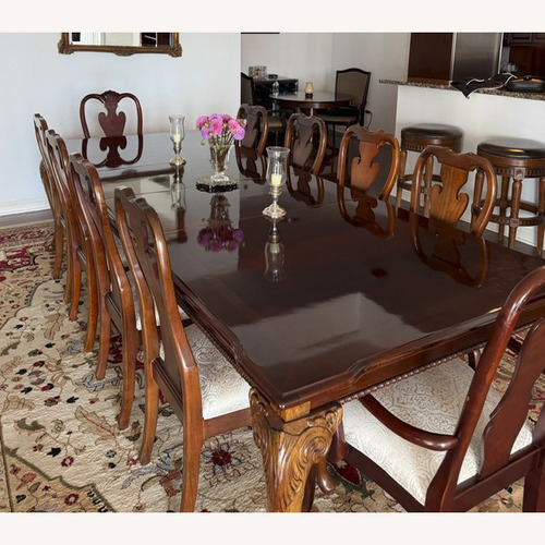 Used Vintage/Antique Finds Dark Brown Wood Dining Set for sale on AptDeco