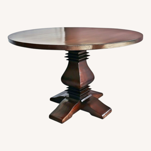 Used Pedestal Round Solid hardwood Table RH Inspired for sale on AptDeco