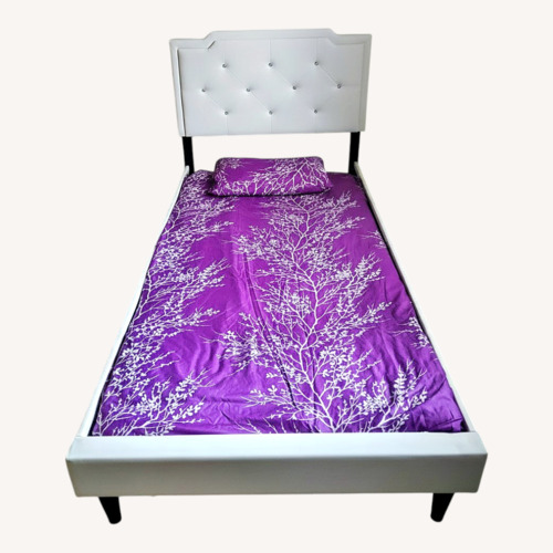 Used White Bed Frame With Headboard for sale on AptDeco