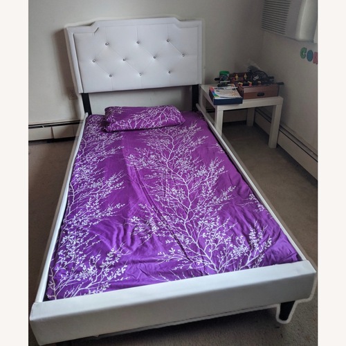 Used White Bed Frame With Headboard for sale on AptDeco