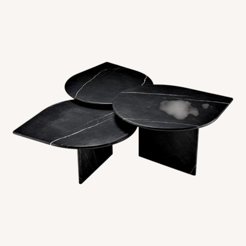 Used 3-Piece Polished Black Marble Coffee Table Set for sale on AptDeco
