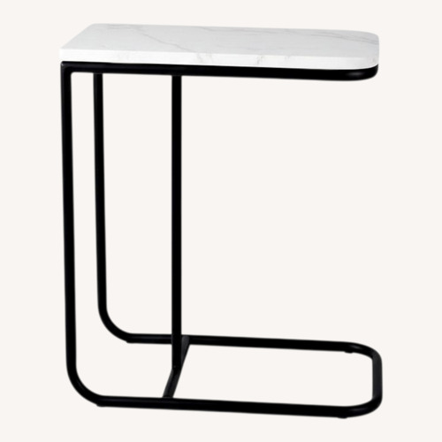 Used Rove Concepts White Marble Side Table for sale on AptDeco