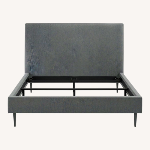 Used Room & Board Ella Dark Gray Linen Queen Bed for sale on AptDeco