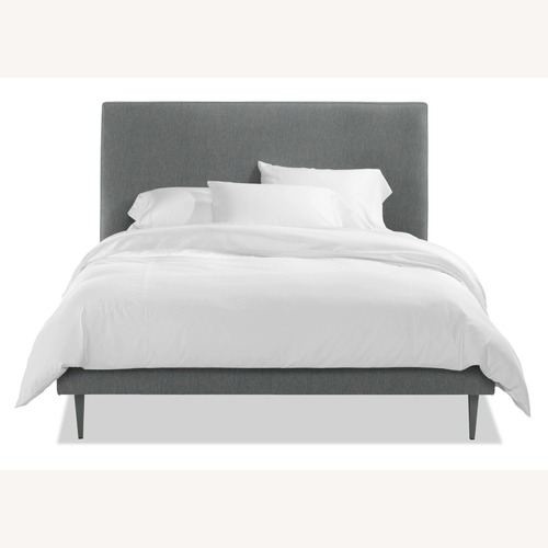 Used Room & Board Ella Dark Gray Linen Queen Bed for sale on AptDeco