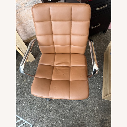 Used Camel-brown Leather Swivel Chair for sale on AptDeco