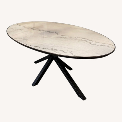Used Arhaus Meridian White Marble Dining Table for sale on AptDeco