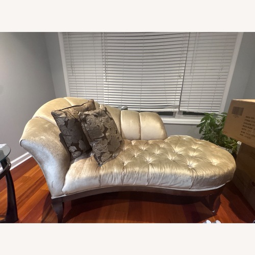 Used Raymour & Flanigan Maxine Gold Chaise Lounge for sale on AptDeco