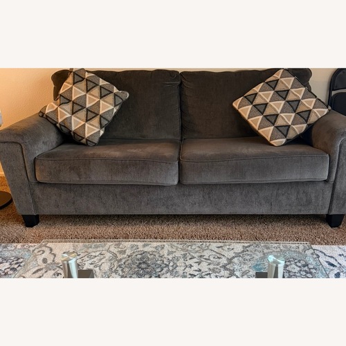 Used Abinger Smoke Gray Queen Sofa & 2 Throw Pillows for sale on AptDeco