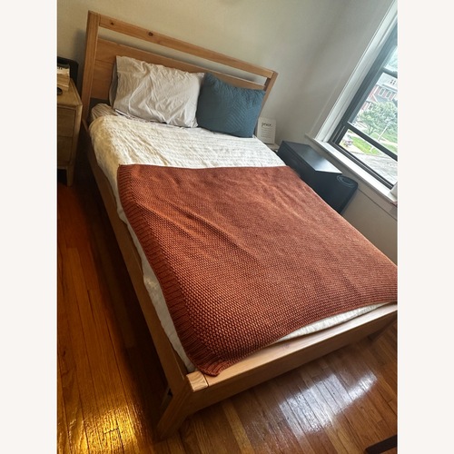 Used Joss & Main Natural Wood Queen Bed for sale on AptDeco