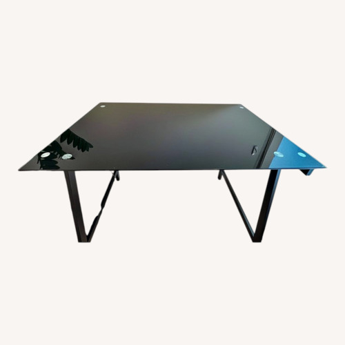 Used Compact Black Glass Desk for sale on AptDeco
