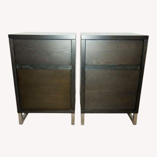 Used West Elm Dark Brown Wood Nightstand Set of 2 for sale on AptDeco