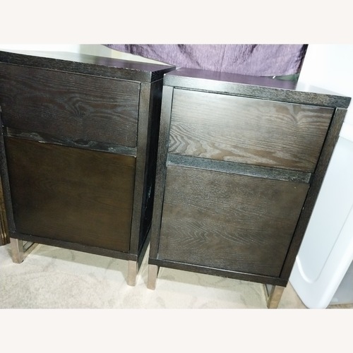 Used West Elm Dark Brown Wood Nightstand Set of 2 for sale on AptDeco