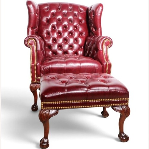 Used Leathercraft Furniture Red Leather Ottoman for sale on AptDeco