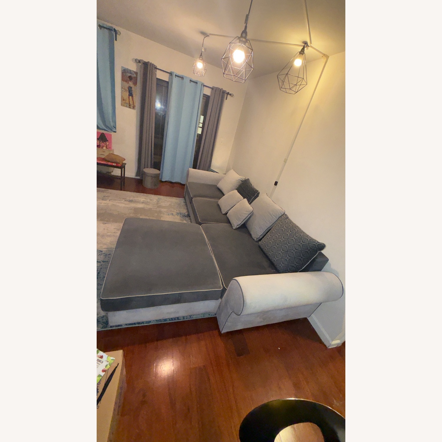 Gray L-Shaped Sleeper Sectional Sofa - image-2
