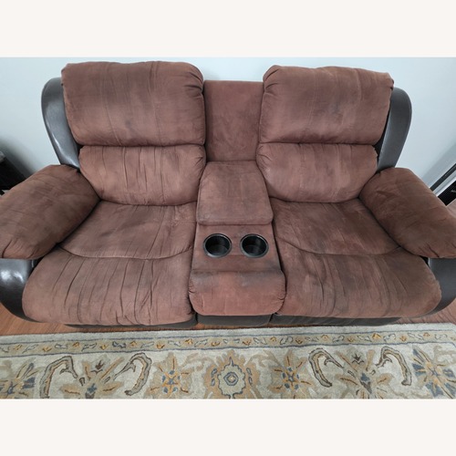 Used Ashley Loveseat Recliner Dark brown for sale on AptDeco