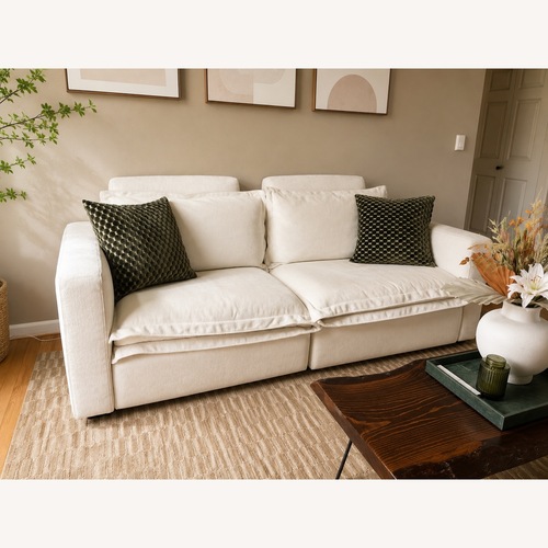 Used White Velvet 3+ Seater Sofa for sale on AptDeco