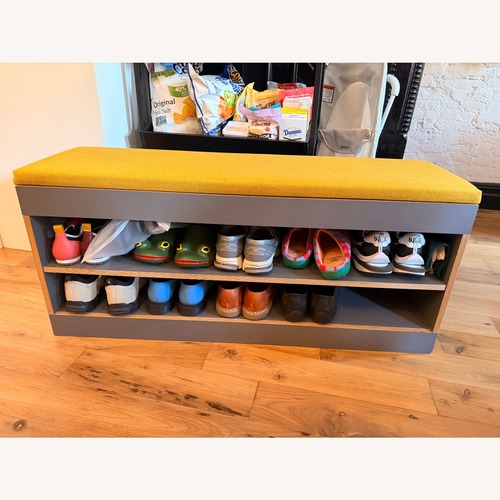 Used Dark Gray Wood Bench for sale on AptDeco