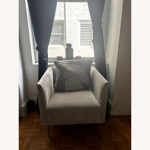Used CB2 Marais Shadow Grey Velvet Armchair for sale on AptDeco