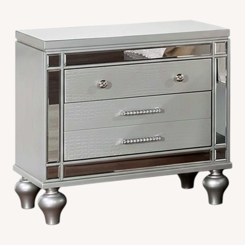 Used Silver Wood With Glass Frame Nightstand for sale on AptDeco
