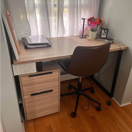 Used Ashley Furniture Waylowe Light Brown Wood Desk for sale on AptDeco