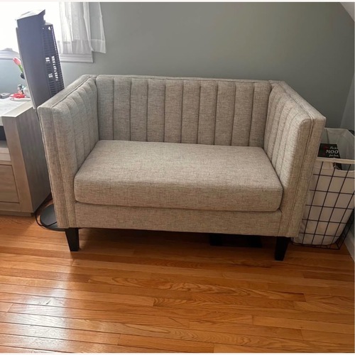 Used Ashley Furniture Jeanay Light Gray Fabric Bench for sale on AptDeco